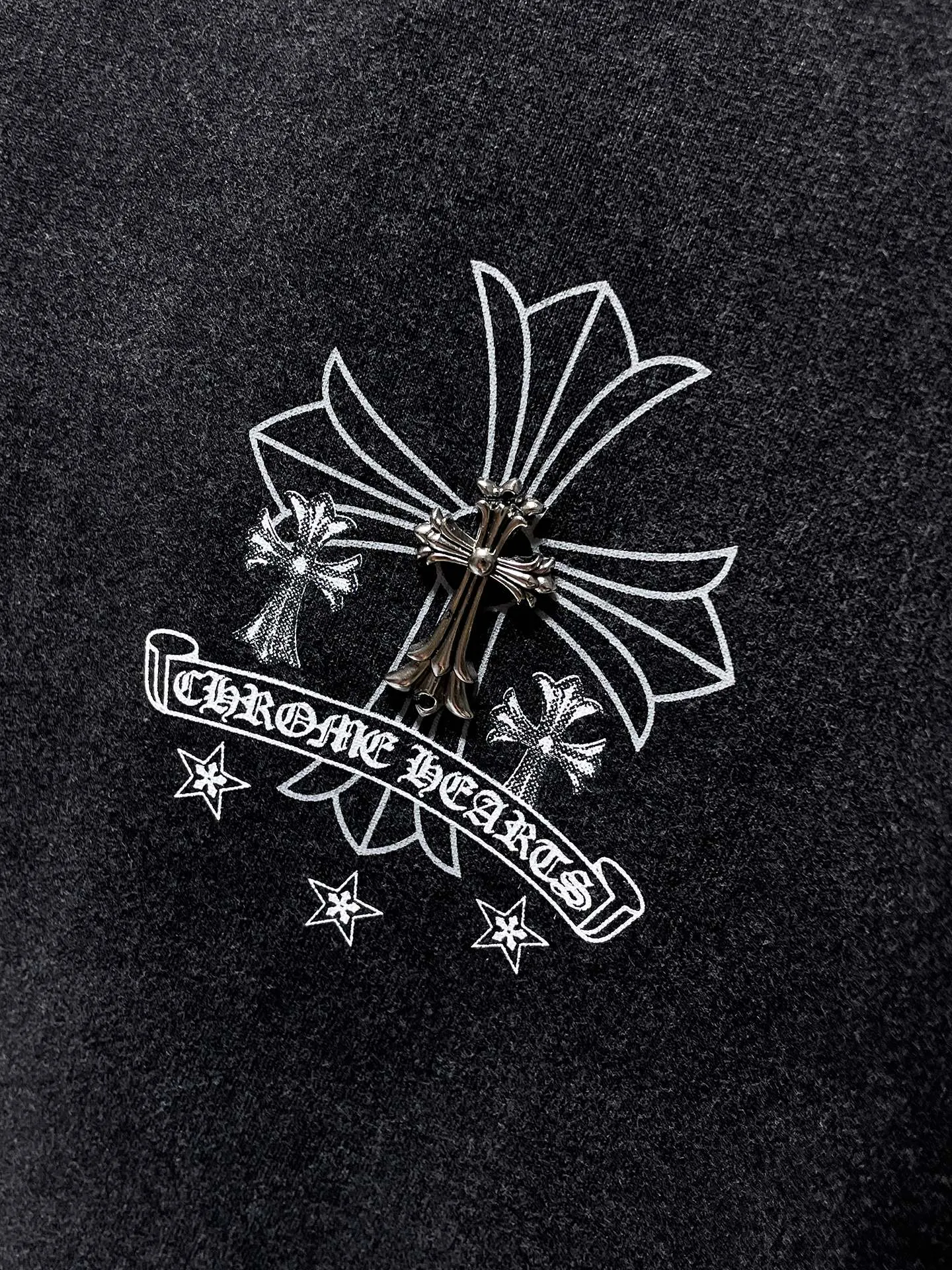 P160 new Chrome Hearts 25ss washable model for summer! ! High gram weight, environmentally friendly and high-quality top-quality fabric 280g Kromat Sanskrit cross metal buckle washable short-sleeved counter synchronization 1:1 replica version Recommended color: black Size: S, M, L, XL